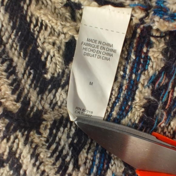 Lucky Brand Tribal Third Piece Cardigan M Open Knit Pockets Native Sweater - Picture 5 of 13